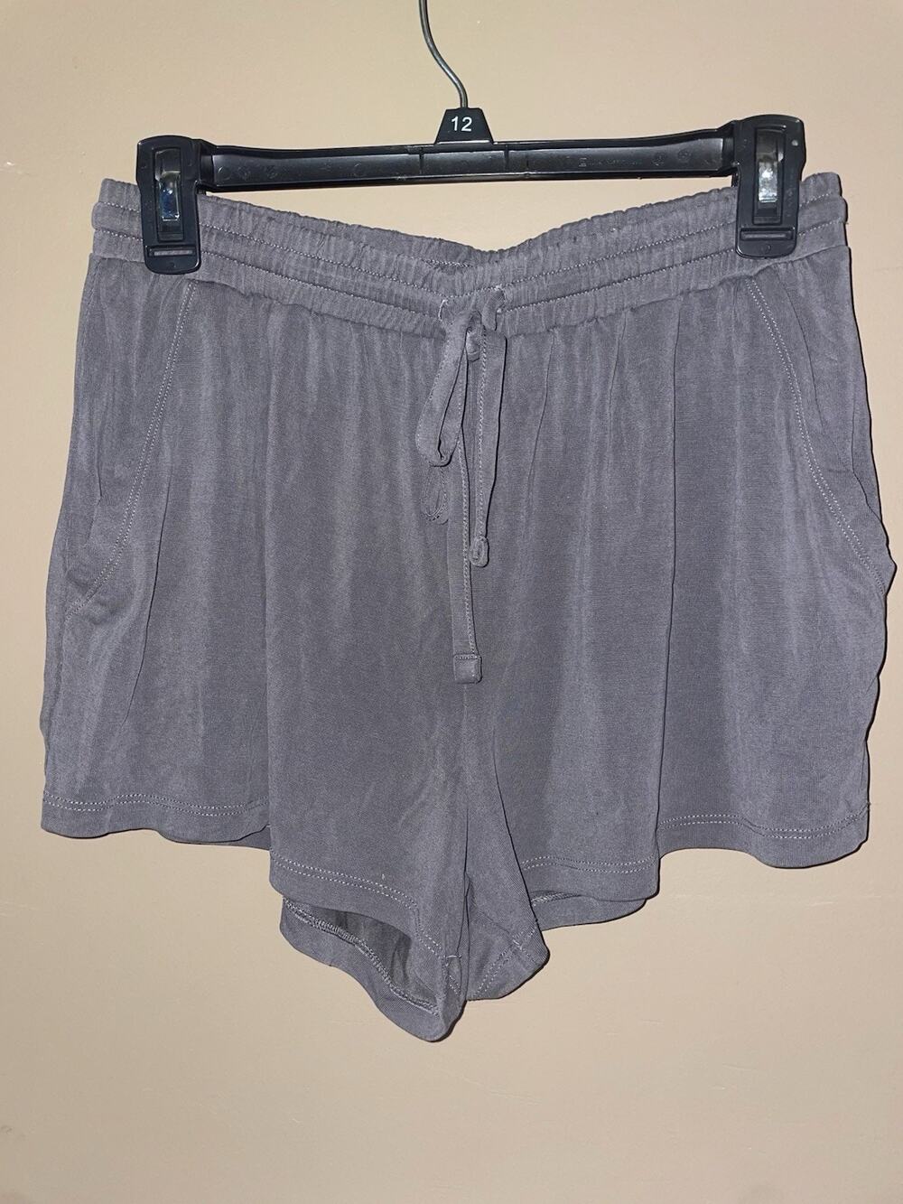 Aerie Charcoal Gray Light Flowy Shorts Drawstring Elastic Waist Sz M Pockets